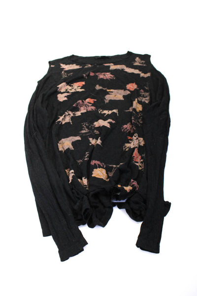 Allsaints Womens Black Floral Cold Shoulder Long Sleeve Blouse Top Size M L lot2