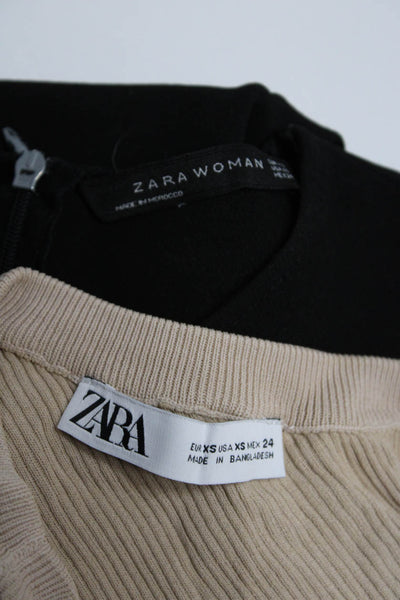 Zara Womens One Shoulder Tank Top Blouse Brown Black Size XS Lot 2