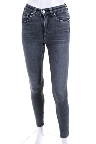CQY Womens Zipper Fly Mid Rise Skinny Ankle Jeans Gray Denim Size 23