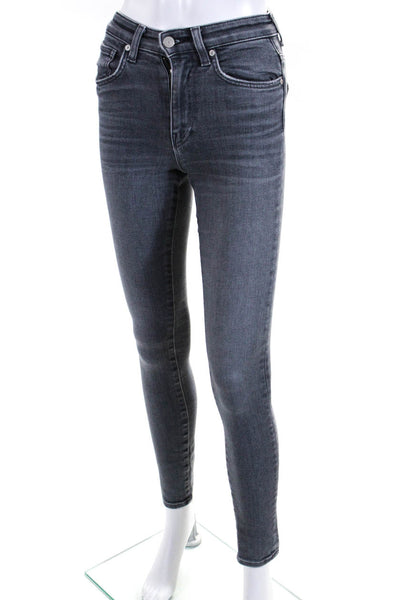 CQY Womens Zipper Fly Mid Rise Skinny Ankle Jeans Gray Denim Size 23