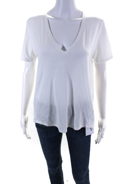 Veronica Beard Jeans Womens V Neck Tee Shirt White Cotton Size Medium