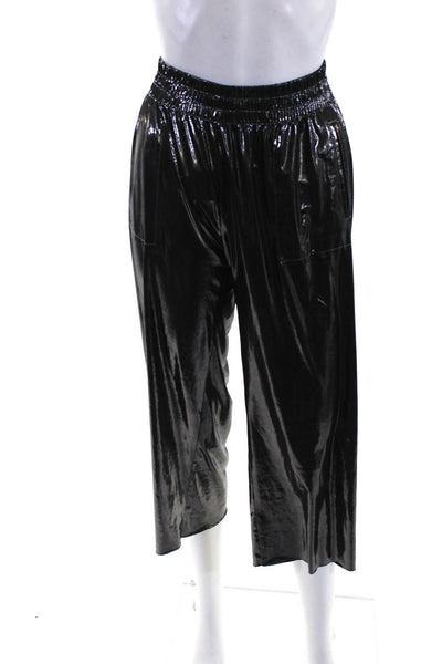 Norma Kamali Women's Metallic Straight Leg Pants Silver Size XS