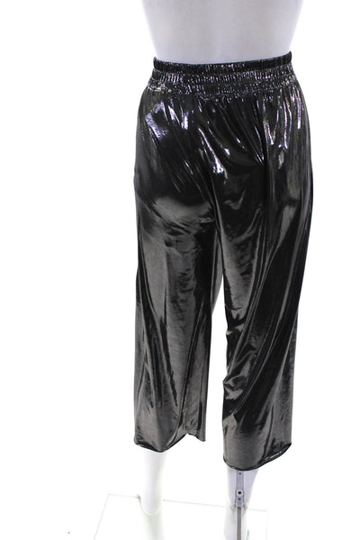 Norma Kamali Women's Metallic Straight Leg Pants Silver Size XS