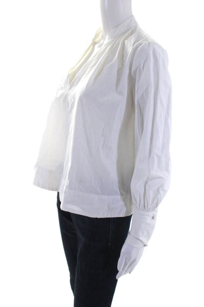Millie Resort & Travel Women's Long Sleeve V Neck Blouse White Size XS