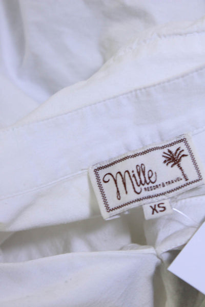 Millie Resort & Travel Women's Long Sleeve V Neck Blouse White Size XS