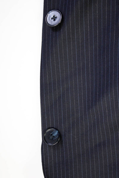 Tasso Elba For Macy Mens Dark Navy Wool Pinstriped Two Button Blazer Size 42R