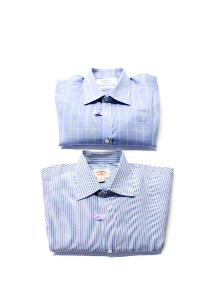 Brooks Brothers Charles Tyrwhitt Mens Striped Buttoned Tops Blue Size M 41 Lot 2