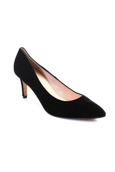 FS/NY Womens Leather Velvet Pointed Toe Slip On Heels Pumps Black Size 11B