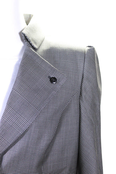 Escada Womens Two Button Pointed Lapel Houndstooth Blazer Jacket Gray Wool IT 40