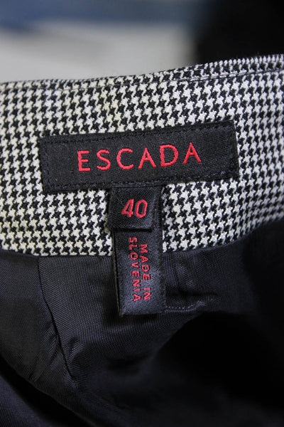 Escada Womens Two Button Pointed Lapel Houndstooth Blazer Jacket Gray Wool IT 40