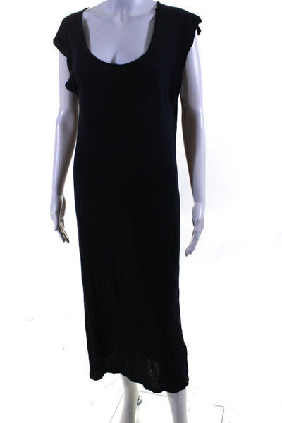 Humanoid Womens Scoop Neck Sleeveless Midi Tank Dress Navy Linen Size XS