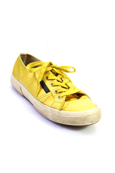 Superga Womens Metallic Round Toe Lace Up Low Top Sneakers Yellow Size 5.5