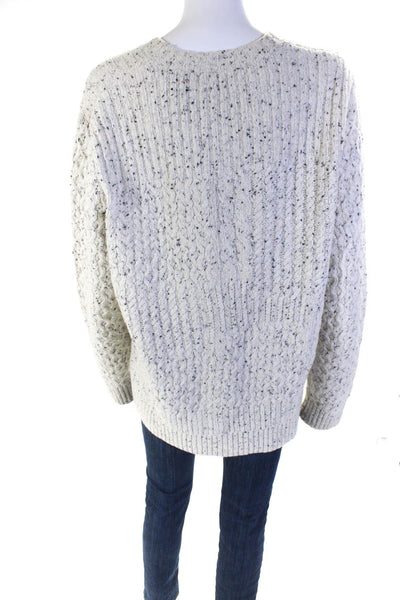 Vince Womens Wool Blend Cable Knit Round Neck Pullover Sweater White Size L