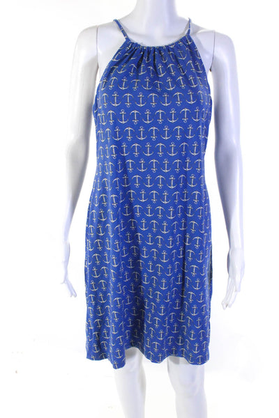 J. Mclaughlin Women's Graphic Print Halter Neck Shift Dress Blue Size S