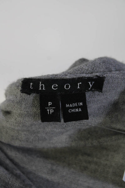 Theory Women's Wool Open Front Cardigan Sweater Gray Size P