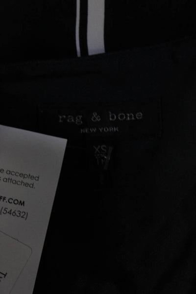 Rag & Bone Womens Striped Satin Surplice Long Sleeve Top Blouse Navy White XS