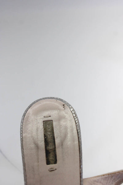 Giorgio Armani Womens Leather Peep Toe Slingbacks Pumps Gray Size 38 8