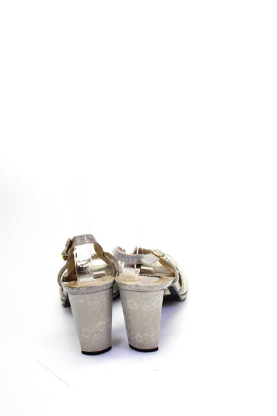 Stuart Weitzman Womens Snakeskin Print Slingbacks Sandal Heels Beige Size 5 Wide