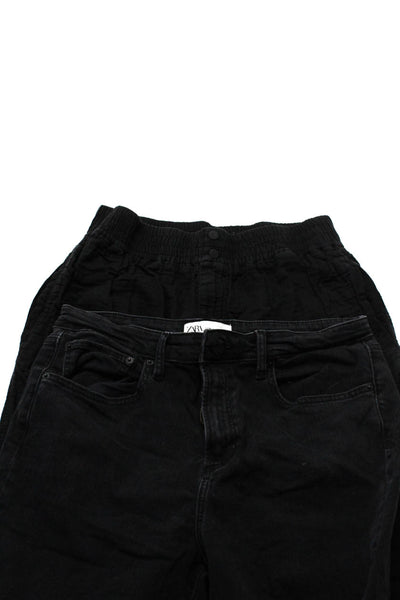 Zara FP Movement Womens Cotton Tied Straight Jeans Pants Black Size L 14 Lot 2