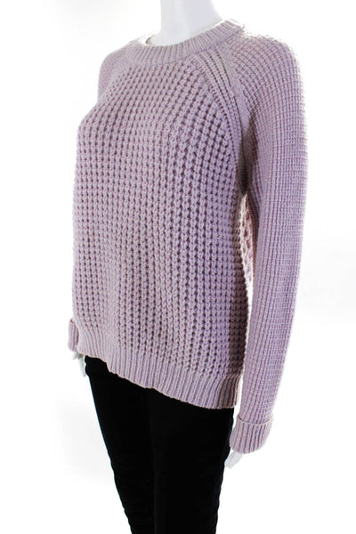 Rebecca Taylor Womens Wool Thick Knit Long Sleeve Crewneck Sweater Purple Size L