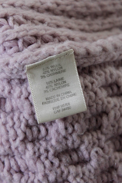 Rebecca Taylor Womens Wool Thick Knit Long Sleeve Crewneck Sweater Purple Size L