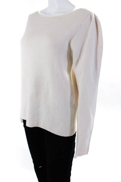 Rebecca Taylor Womens Wool Tight-Knit Boat Neck Sweater Top Ivory White Size L