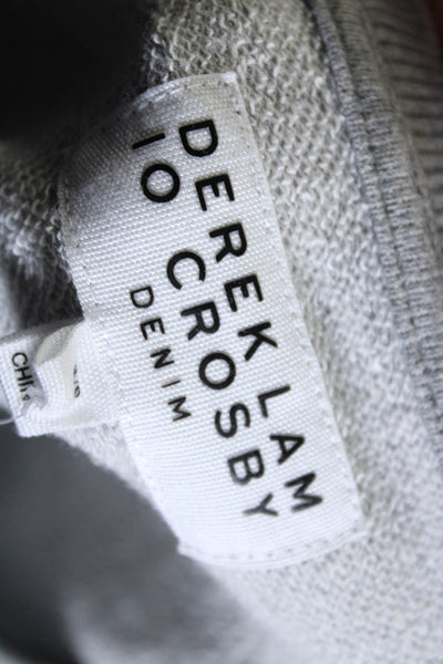 Derek Lam 10 Crosby Denim Womens Layered Zippered Sweatshirt Gray White Size S