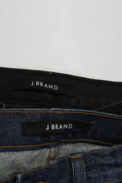 J Brand Womens Cotton Denim Skinny Leg Mom Jeans Black Blue Size 26 25 Lot 2