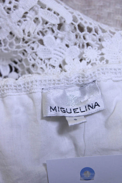 Miguelina Womens Cotton Embroidered Floral Knit Cropped Camisole White Size S