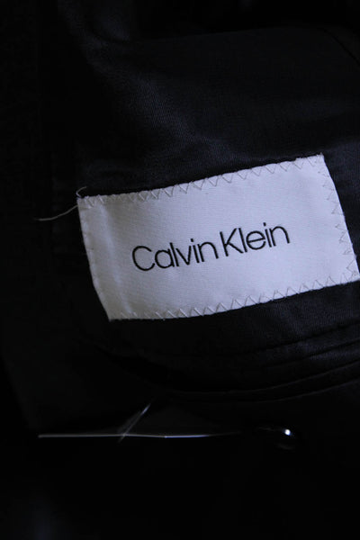 Calvin Klein Mens Navy Wool Plaid Two Button Long Sleeve Blazer Jacket Size 40L