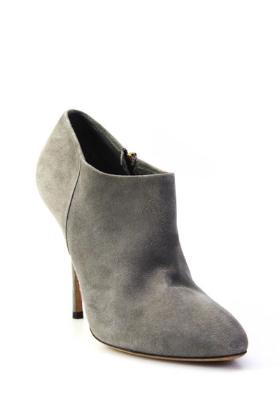 Gucci Womens Gray Suede Zip High Heels Mini Bootie Boots Shoes Size 8