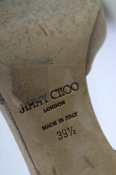 Jimmy Choo Womens Suede Peep Toe D'Orsay Pumps Beige Size 39.5 9.5
