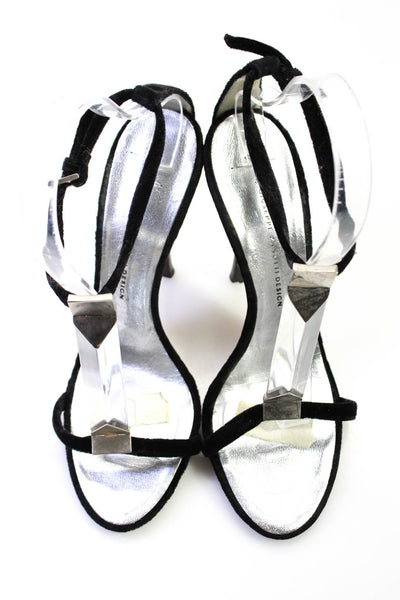 Giuseppe Zanotti Design Womens Velvet Crystal Strap Sandal Heels Black Size 38 8