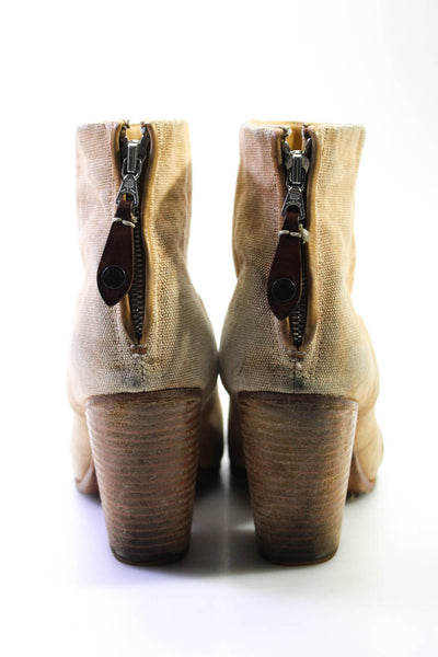 Rag & Bone Womens Cotton Canvas Cap Toe High Heel Ankle Boots Beige Size 8US 38E