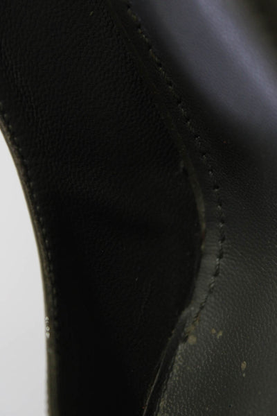 YSL Womens Patent Leather Almond Toe Platform Stiletto Heels Green Size 8US 38EU