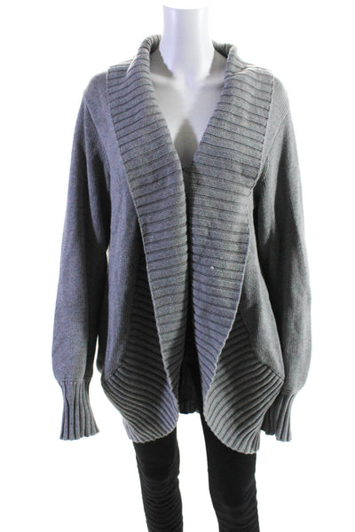 Haute Hippie Womens Long Sleeves Cardigan Sweater Gray Cotton Size Medium