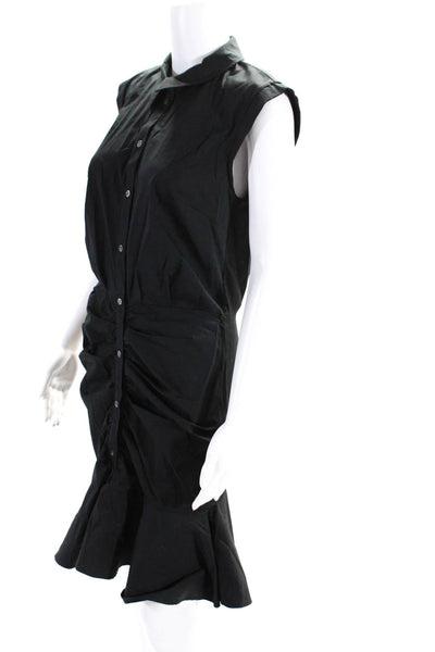 Veronica Beard Womens Black Cotton Collar Ruched Sleeveless Mermaid Dress Size 6