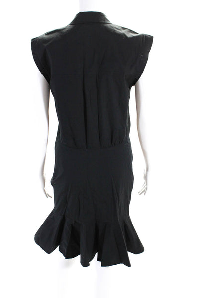 Veronica Beard Womens Black Cotton Collar Ruched Sleeveless Mermaid Dress Size 6