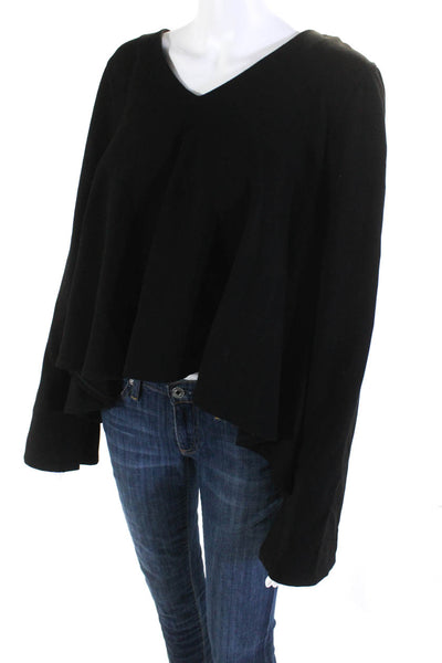 Kit and Ace Women's Long Sleeve High Low Scoop Neck Blouse Black Size 10