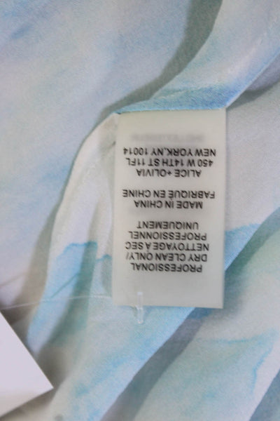 Designer Women's Silk Tie-Dye Print Sleeveless Open Back Blouse Blue Size S