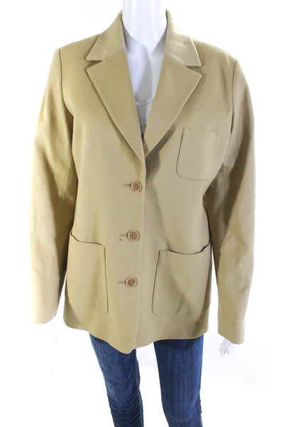 Faconnable Women's Lined Wool Three-Button Overcoat Yellow Size M