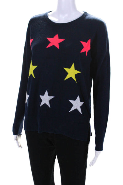 Lisa Todd Womens Pullover Round Neck Star Sweatshirt Navy Blue Multi Size Small