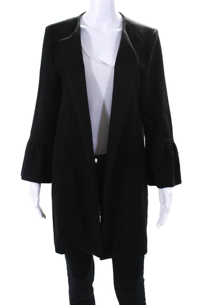 Patty Kim Womens 3/4 Flare Sleeve Open Front Jacket Black Size Medium
