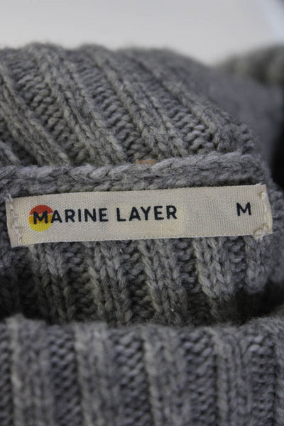 Marine Layer Womens Pullover Ribbed Knit Boxy Turtleneck Sweater Gray Medium