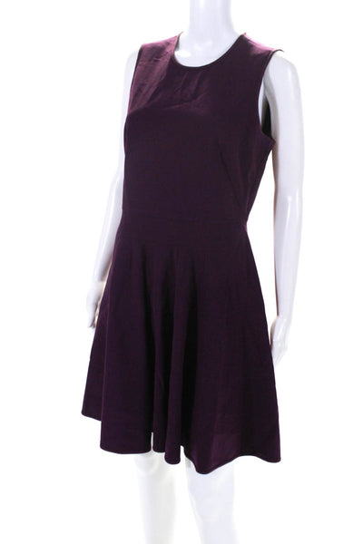 Rebecca Taylor Womens Back Zip Sleeveless Knee Length Flare Dress Purple Size 8