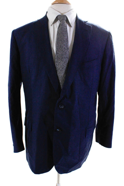 Giorgios of Palm Beach Mens Wool Darted Collared Buttoned Blazer Blue Size 42