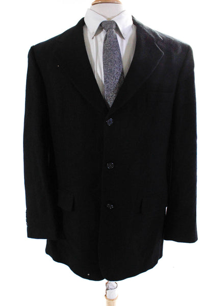 Brooks Brothers Mens Camel Hair Buttoned Collared Blazer Black Size 42
