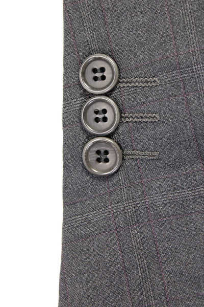 Trussini Mens Wool Striped Buttoned Collared Long Sleeve Blazer Gray Size 54
