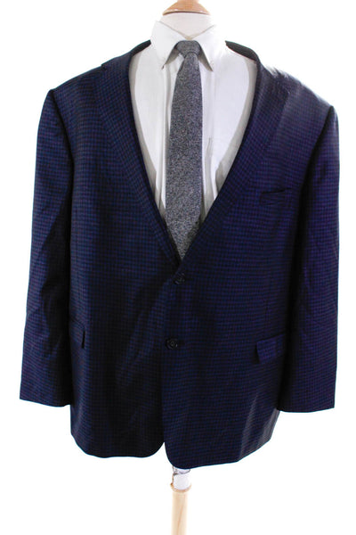 Reda Mens Check Print Buttoned Long Sleeve Collared Blazer Navy Size 56