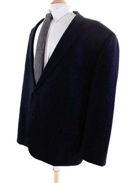 Reda Mens Check Print Buttoned Long Sleeve Collared Blazer Navy Size 56